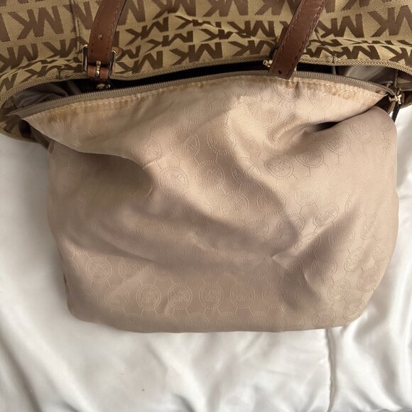 MICHAEL Michael Kors Brown Signature Logo Tote Leather Straps Shoulder Bag - Picture 13 of 14